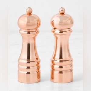 Williams Sonoma Polished Copper 6” Salt & Pepper Mills Set, NIB, Retail $249